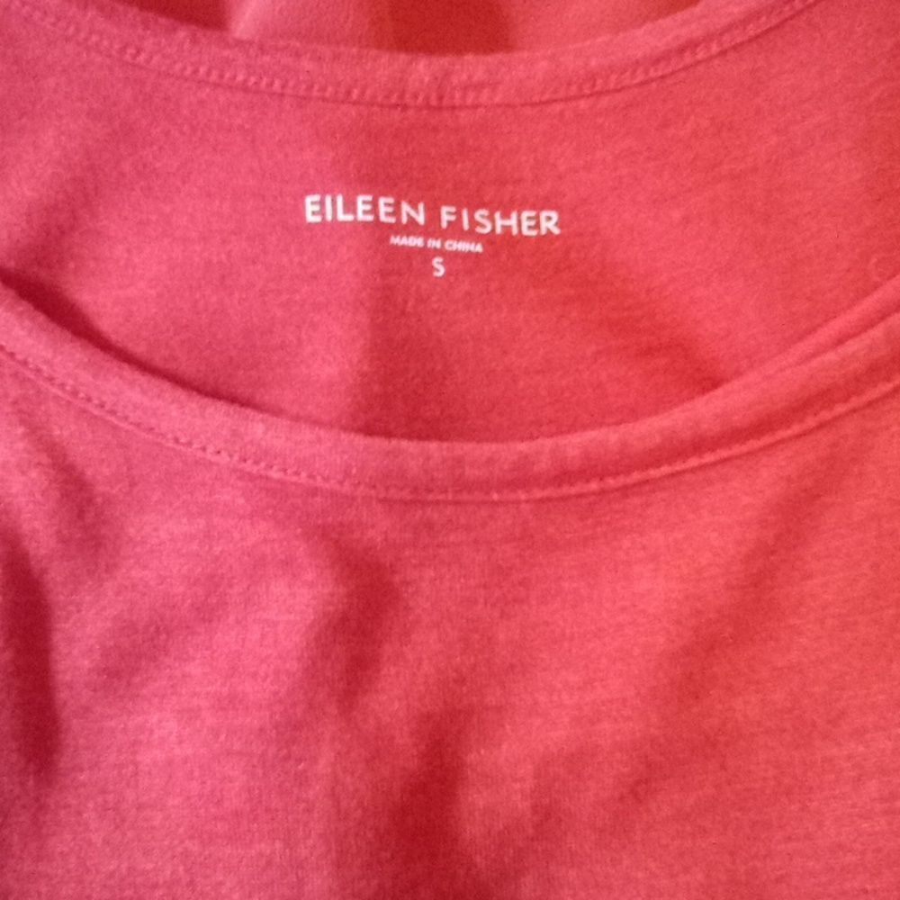 Eileen Fisher orange silk cotton Firefly lined tank dress high low hem size S - Picture 9 of 11